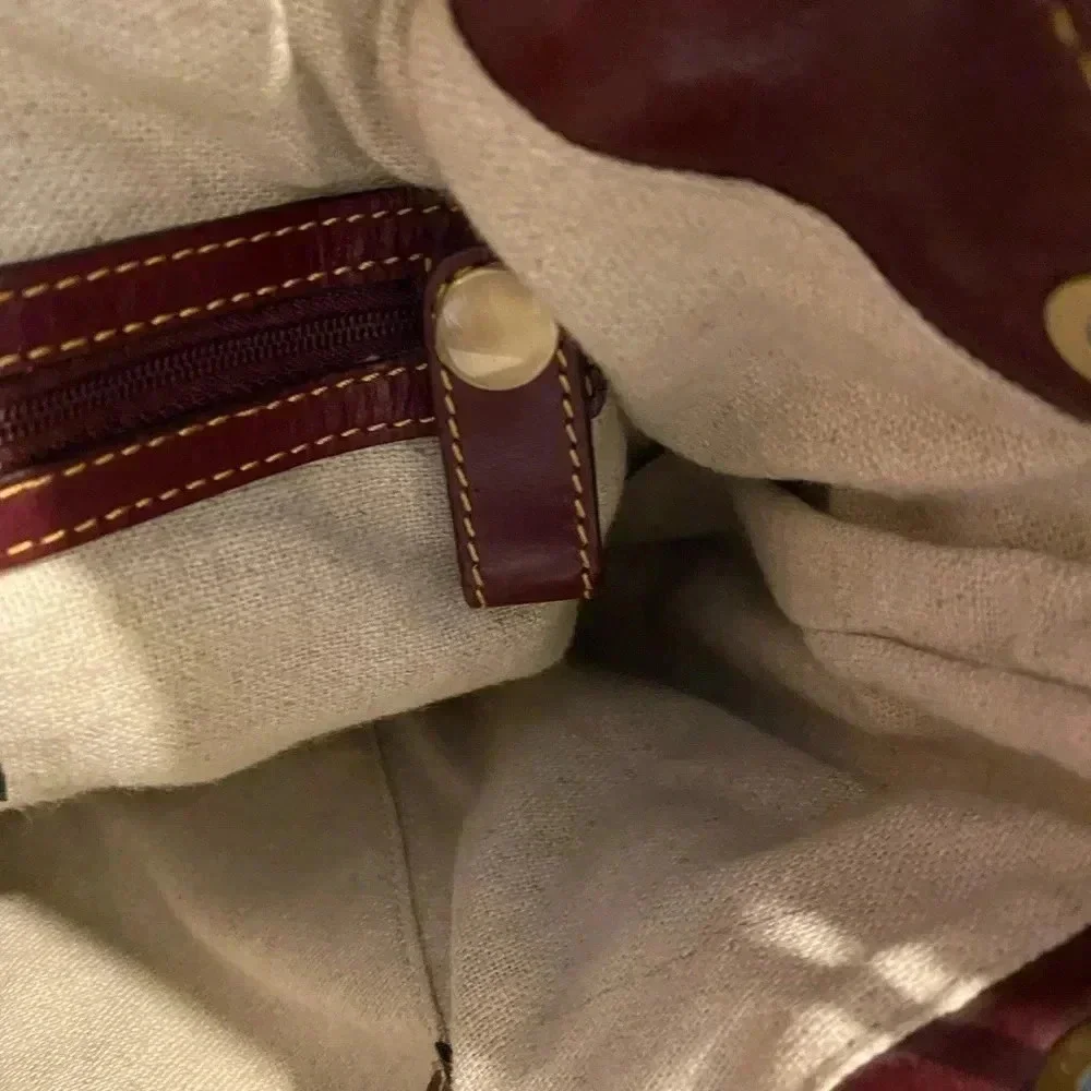 Hilfiger Quilted crimson leather hobo handbag